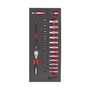 set 1/4″ raglje in natičnih ključev, vložek iz pene