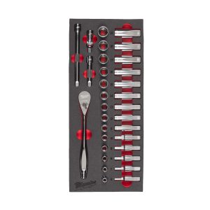 set 3/8″ raglje in natičnih ključev, vložek iz pene